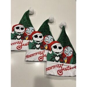 Disney's‎ Nightmare Before Christmas Santa Hats Lot Of 3 Jack & Sally